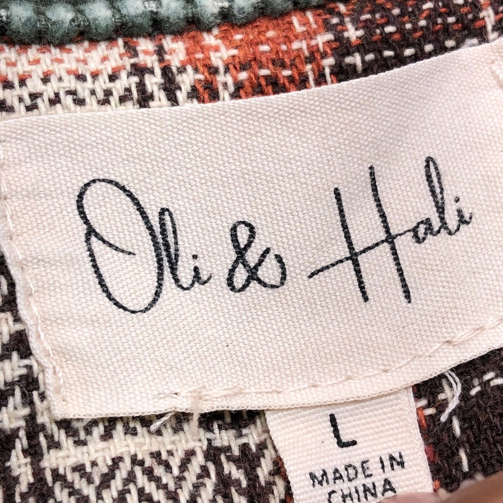 Oli & Hali Patchwork Corduroy Plaid Lace Shacket Long Jacket Women Large Boho - Picture 2 of 7
